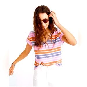 Madewell Multicolor Striped V-Neck Tee